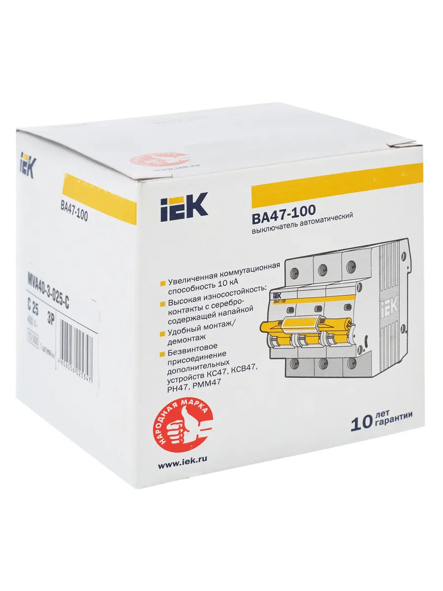 Автоматический выключатель ВА47-100-TSL 3P C 25А 10кА
