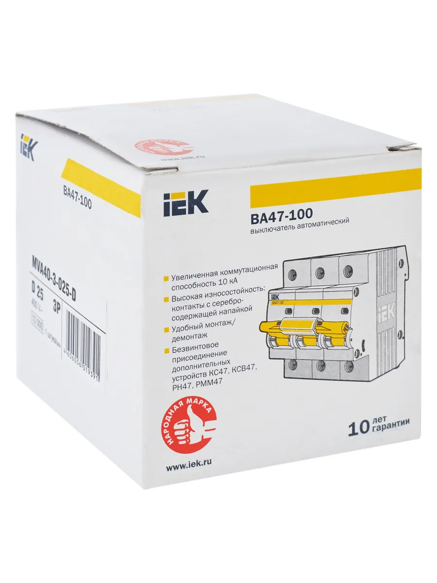 Автоматический выключатель ВА47-100-TSL 3P D 25А 10кА