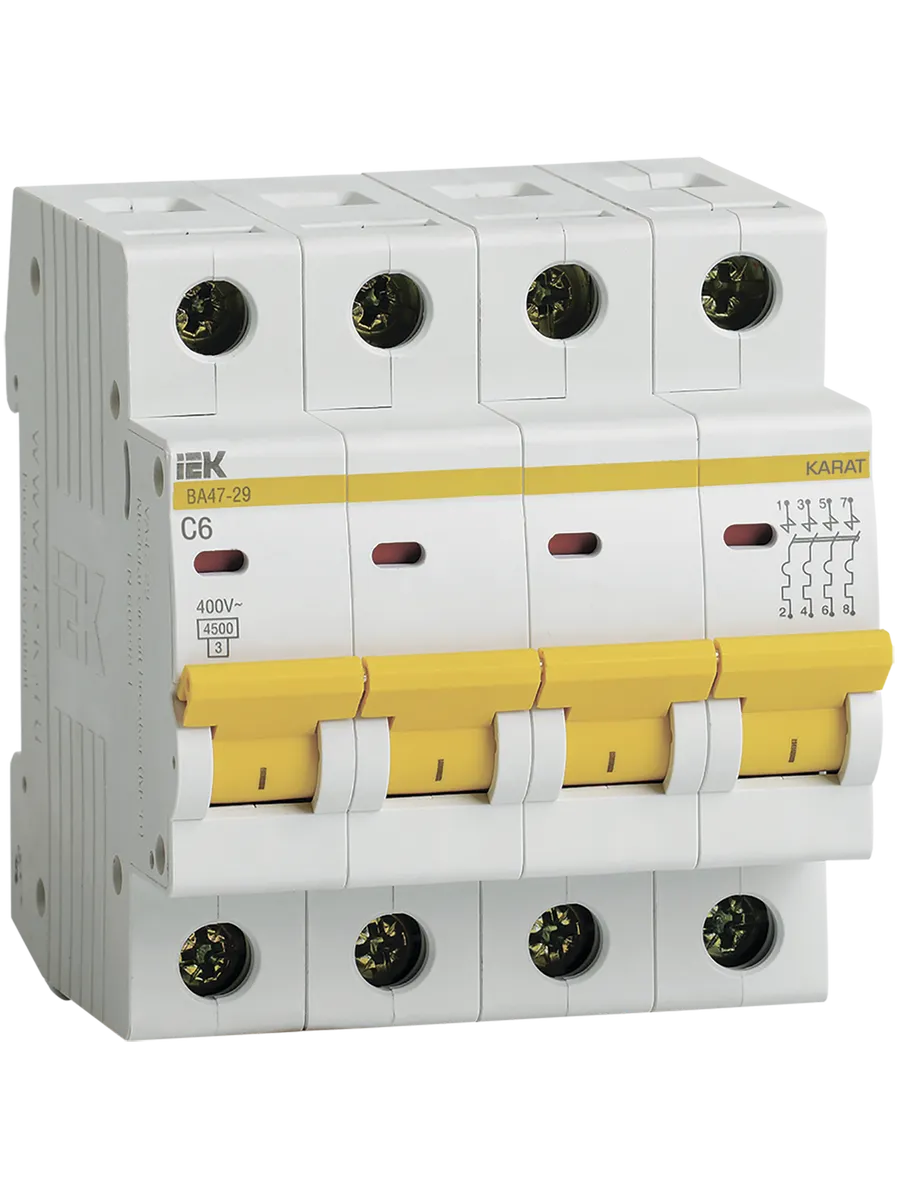 Автоматический выключатель ВА47-29-TSL 4P C 6А 4,5кА