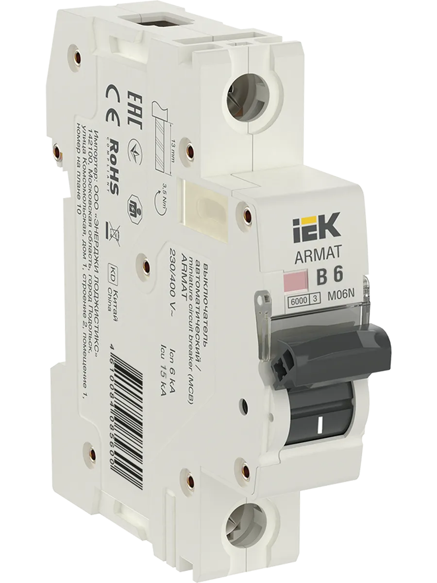 ARMAT Автоматический выключатель M06N 1P B 6А IEK